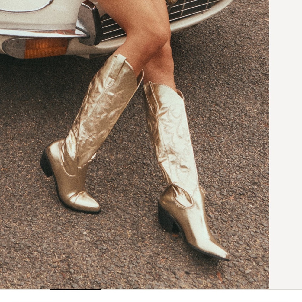 Billini Metallic Gold Heeled Boots - Urson